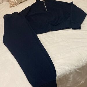 Varley Navy Blue Half-Zip Sweatshirt and Joggers Set